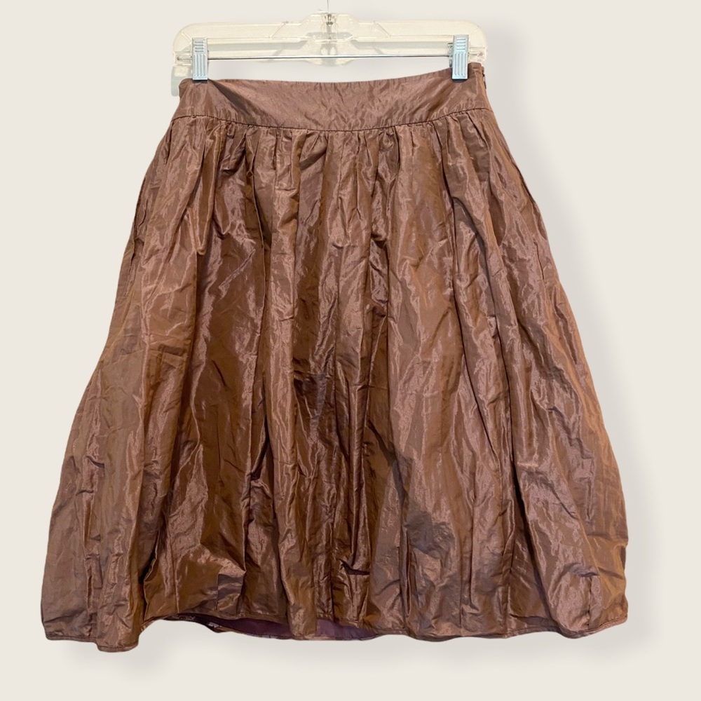 Lida Baday Metallic Bronze Full Pleated Skirt Sz 4